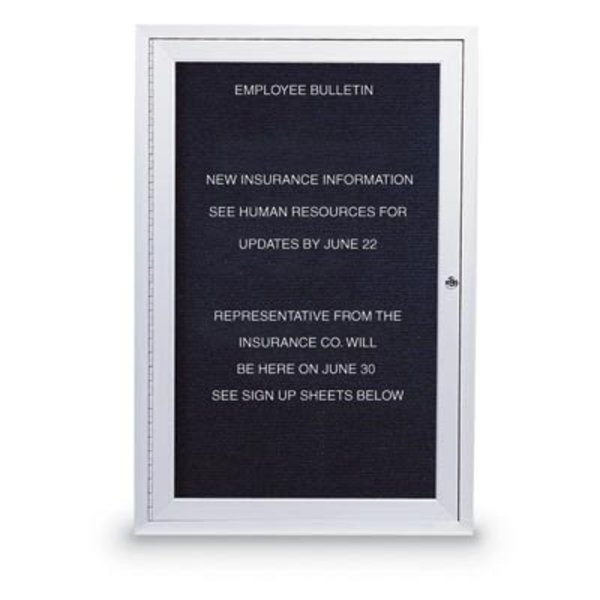 United Visual Products 42"x32" 2-Door Enclosed Outdoor Letterboard, Black Felt/Black UV1160D-5-BLACK-BLACK